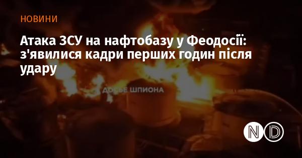 Удар Збройних сил України по нафтобазі в Феодосії: опубліковані відео перших моментів після атаки.